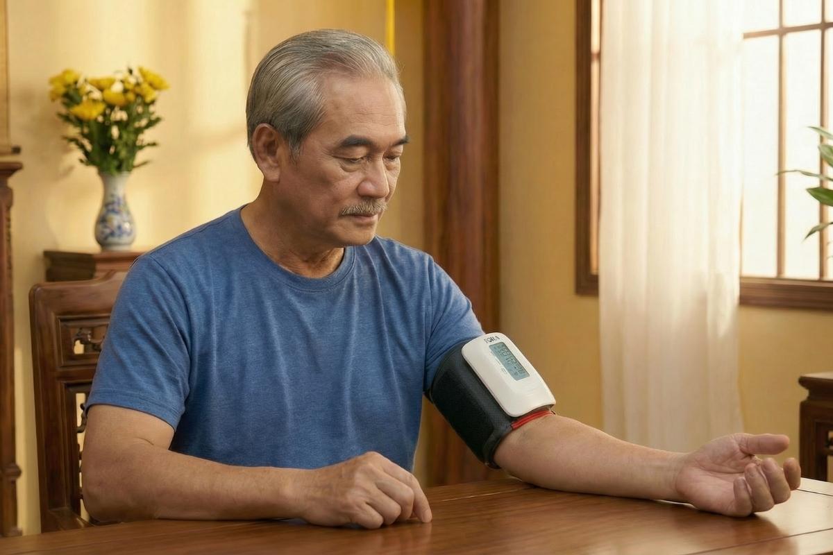 Tư thế đo huyết áp chuẩn.