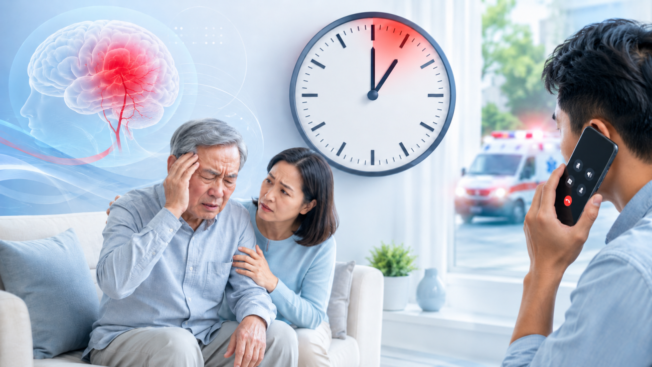 Khi nghi ngờ đột quỵ, hãy gọi cấp cứu ngay và ghi lại thời điểm triệu chứng bắt đầu.