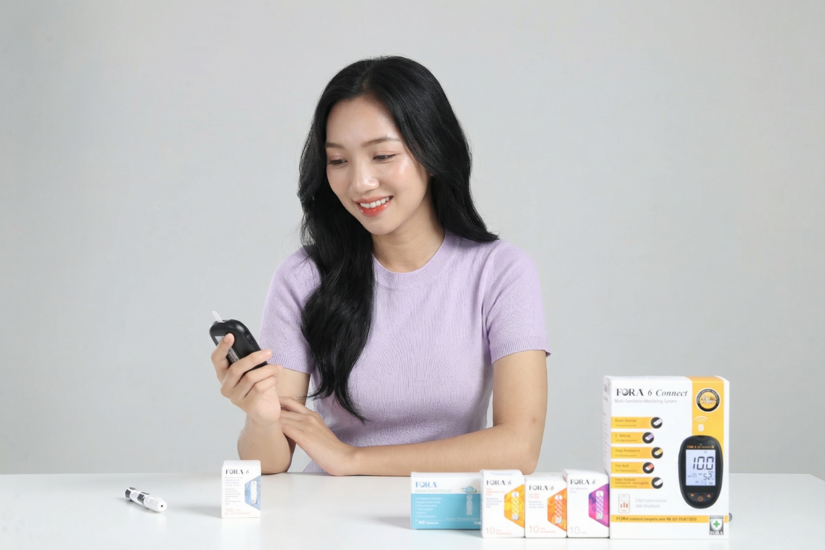 Kiểm tra axit uric tại nhà trong 15 giây với máy đo đa thông số Fora 6 Connect.