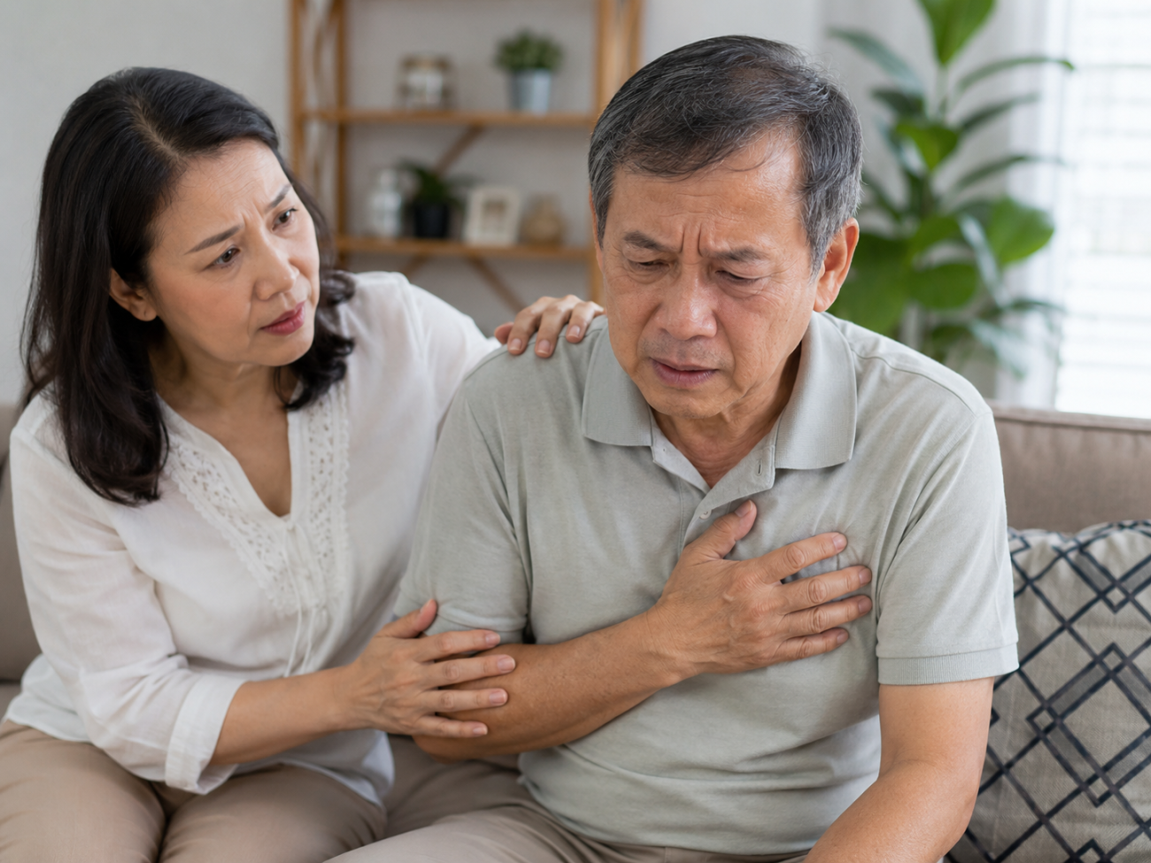 Người nhà hỗ trợ người lớn tuổi có biểu hiện khó chịu ở ngực