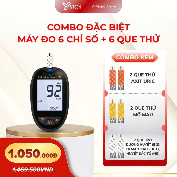 Combo Đặc Biệt Máy Đo 6 Chỉ Số + 6 Que Thử