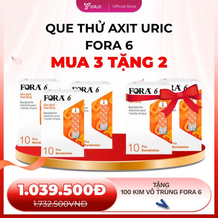 MUA 3 TẶNG 2 | Que Thử Axit Uric FORA 6 (3 Hộp)