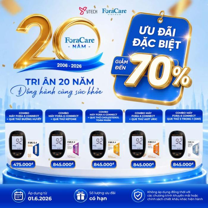 COMBO MÁY + QUE THỬ KETONE - ĐẠI TIỆC SINH NHẬT 20 NĂM FORACARE