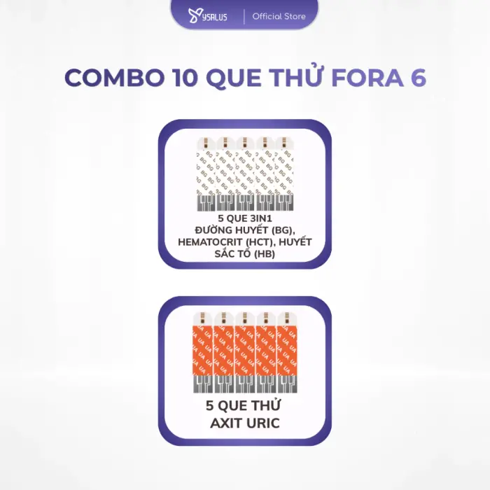 Combo 10 Que Thử Fora 6, 5 3in1 + 5 Axit Uric