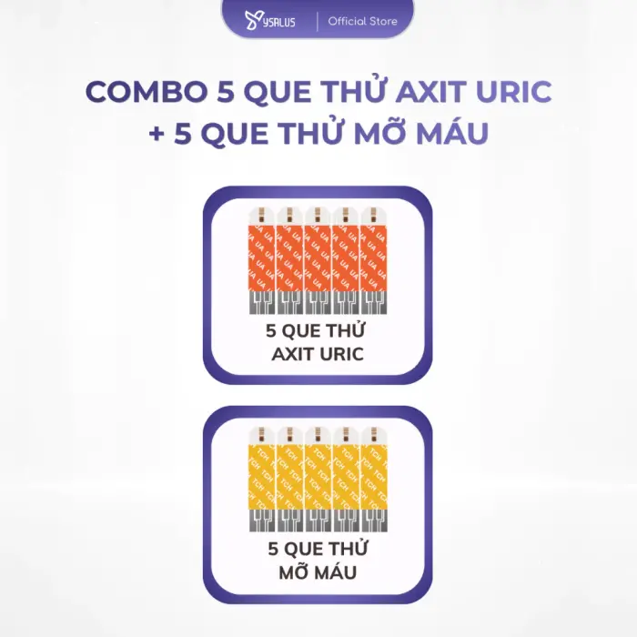 Combo 10 Que Thử Fora 6, 5 Axit Uric + 5 Mỡ Máu
