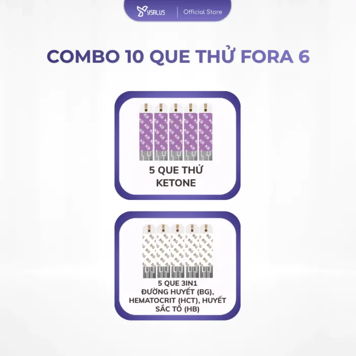 Combo Đường Huyết 10 Que Thử Fora 6, 5 Ketone + 5 3in1